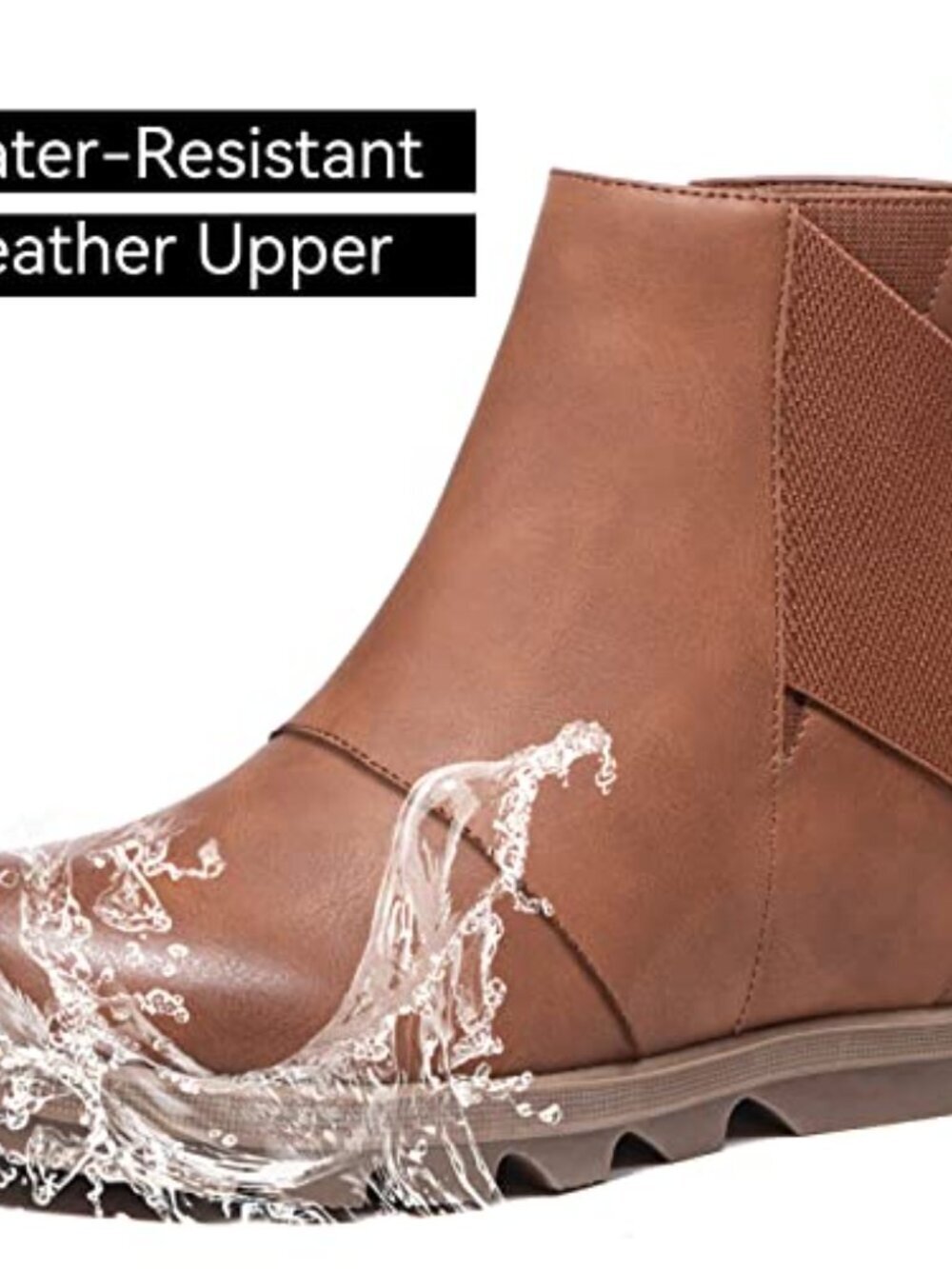 π Ankle Boots Womens, Boots for Women, Leather Wedge Booties, Comfortable Slip - Picture 6 of 8